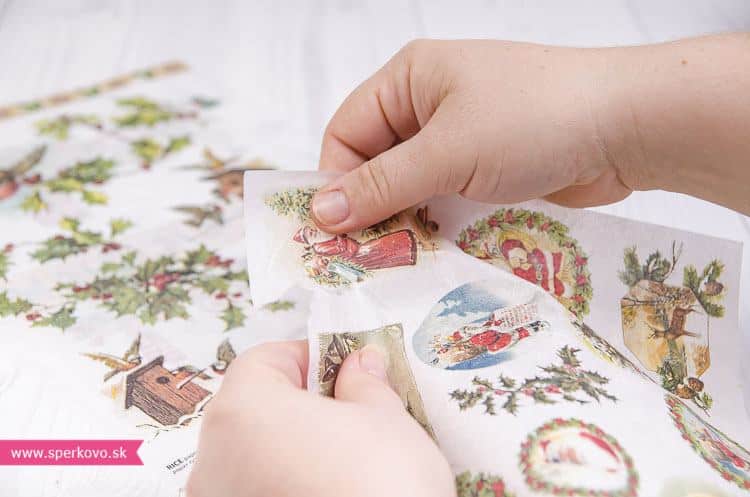 decoupage technika na polystyrenove ozdoby s pouzitim ryzoveho papiera 4