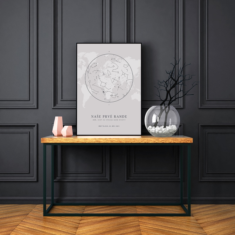Poster Magicka nocna obloha Prve rande strieborna