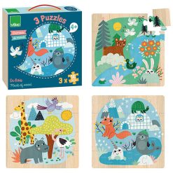 Drevené puzzle Svetová zvieratá Vilac